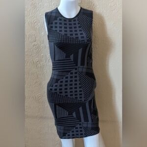 Alexander McQueen (McQ) Black and Gray Midi Dress